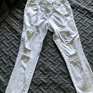 White ripped jeans